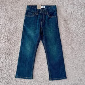Levi's 511 Slim Jeans Denim Dark Wash Fade Adjustable Waist Boys 4 NEW